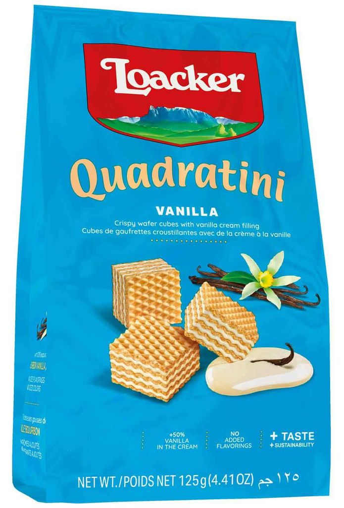 Loacker Quadratini Vanilkové oplatky v kostce 125g Obrázek produktu 