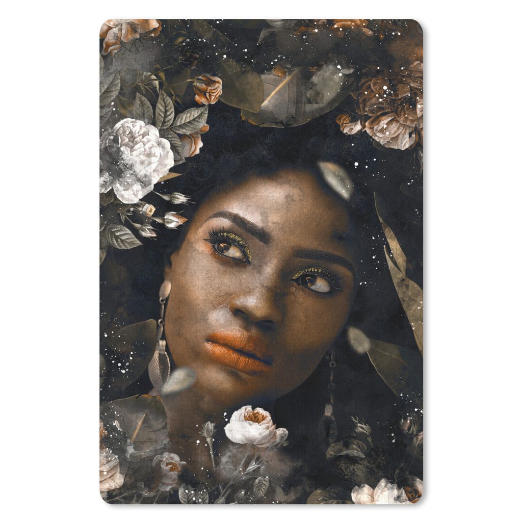 MuchoWow Mauspad Mousepad Frau - Blumen - Farbe 40x60 cm - Mousepads - Maus Mat - Pad - Mausunterlage - Schreibtisch Accesoire