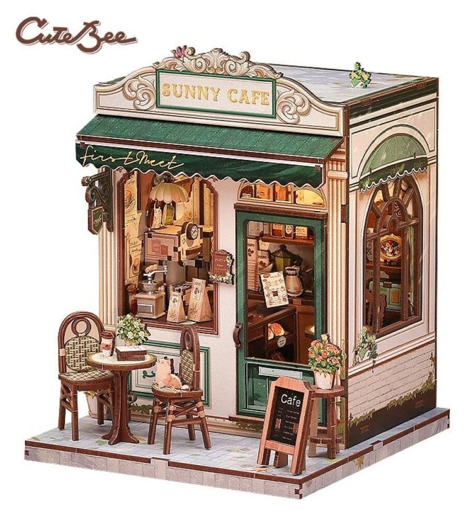 Miniatuur huismodel bouwpakket: Zonnig café, 20 x 16 cm Productafbeelding 