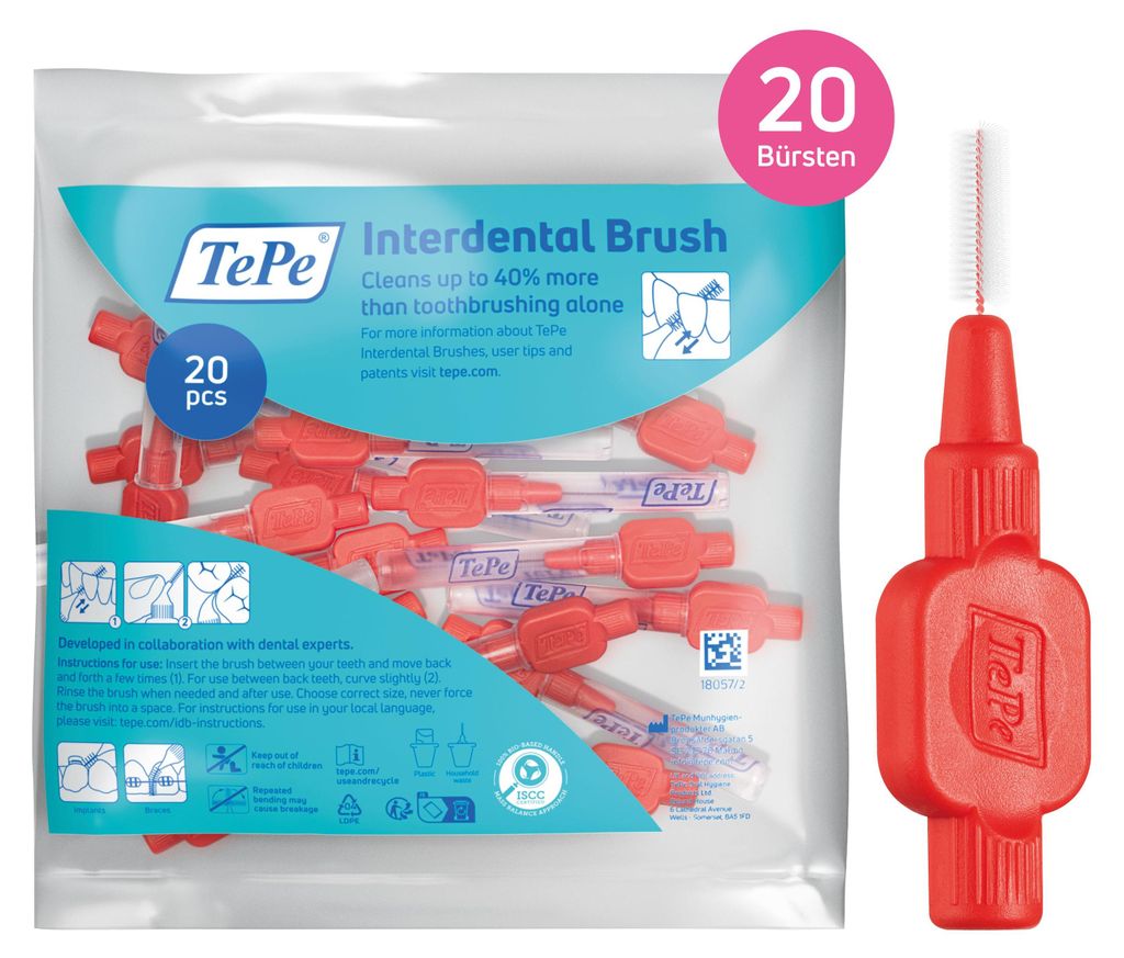 20-Pack TePe Interdentalbürsten Extra Soft Rot, ISO-Größe: Produktbild 