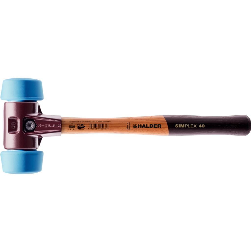 HALDER SIMPLEX TPE Weichhammer mit Tempergussgehäuse und hochwertigem Holzstiel - D=50 mm - 3001.051