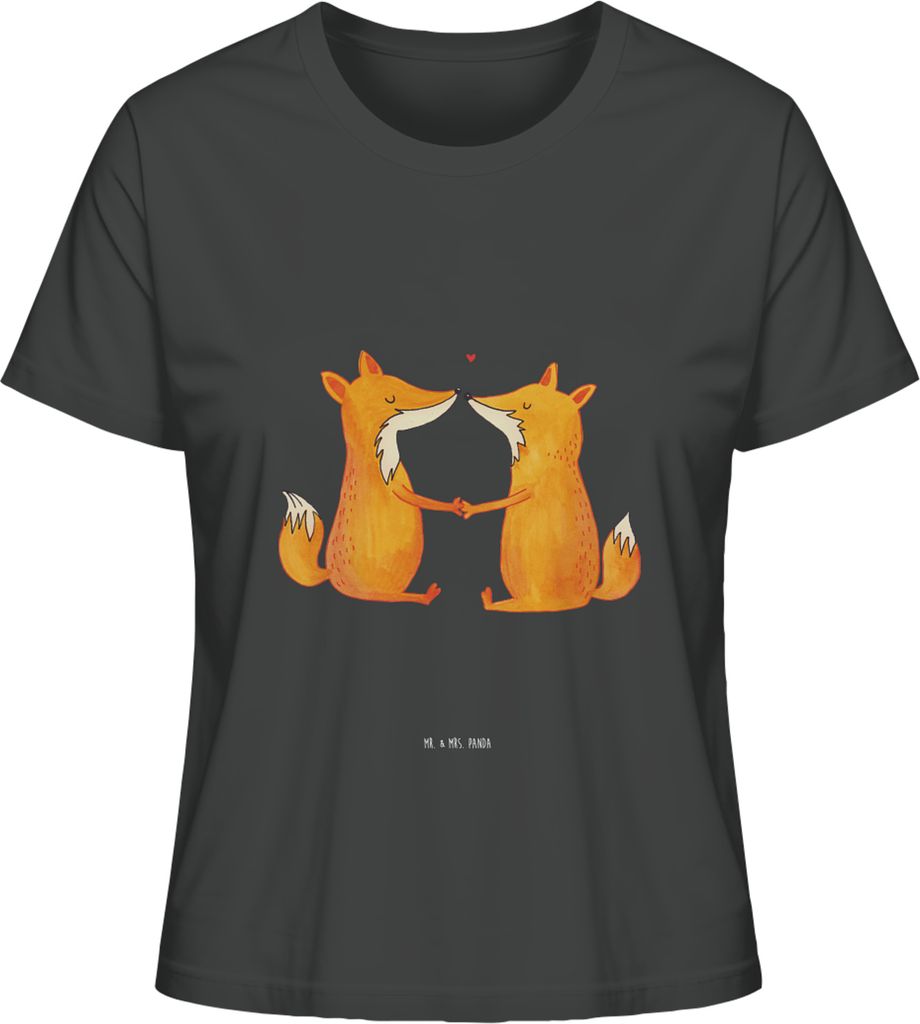 Mr. & Mrs. Panda T-Shirt für Frauen Füchse Liebe Größe XL - Anthrazit - Geschenk, Fuchs, Fox, Damen, Oberteil, Händchen Halten, Freundin, Basi...