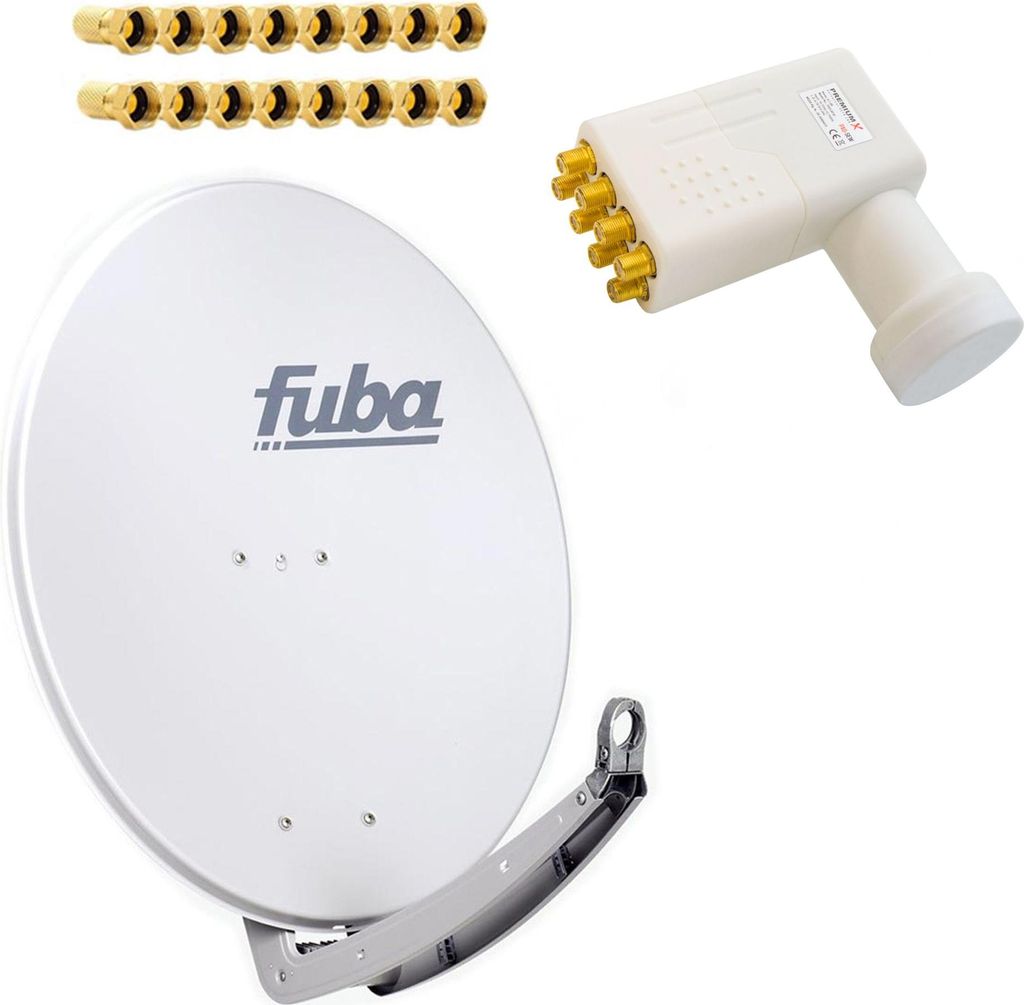 Fuba Antenne 85x85cm Alu Grau DAA 850 G LNB Octo PremiumX 16 F-Stecker
