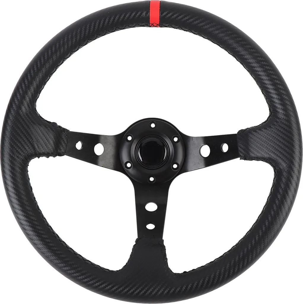 Volant Sport pour Voiture de Course 350 mm Universel Aluminium et Rouge