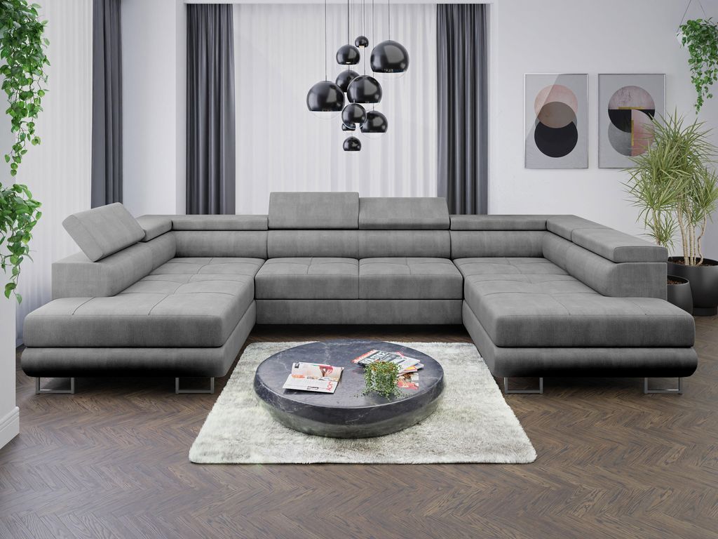 Sofa Couch Garnitur Sofagarnitur ALMA U mit Schlaffunktion Wohnlandschaft