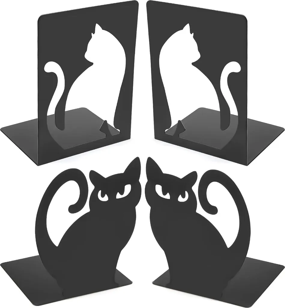 Serre-livres pour Bureau et Maison Chat Noir Organiseur de DVD