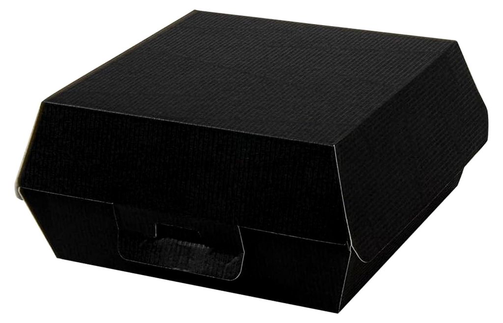 50 Stück – Hamburger Muscheln 'Thepack' 230 G/M2 Schwarz Nano-Mikro Wellpappe 14,2 x 13,7 x 6,1 cm (L)