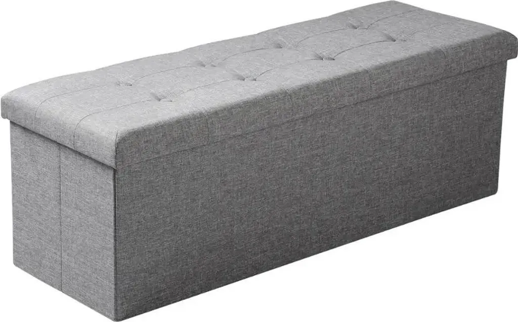 Coffre-siège robuste 300 kg en lin gris clair, volume XXL de 118L