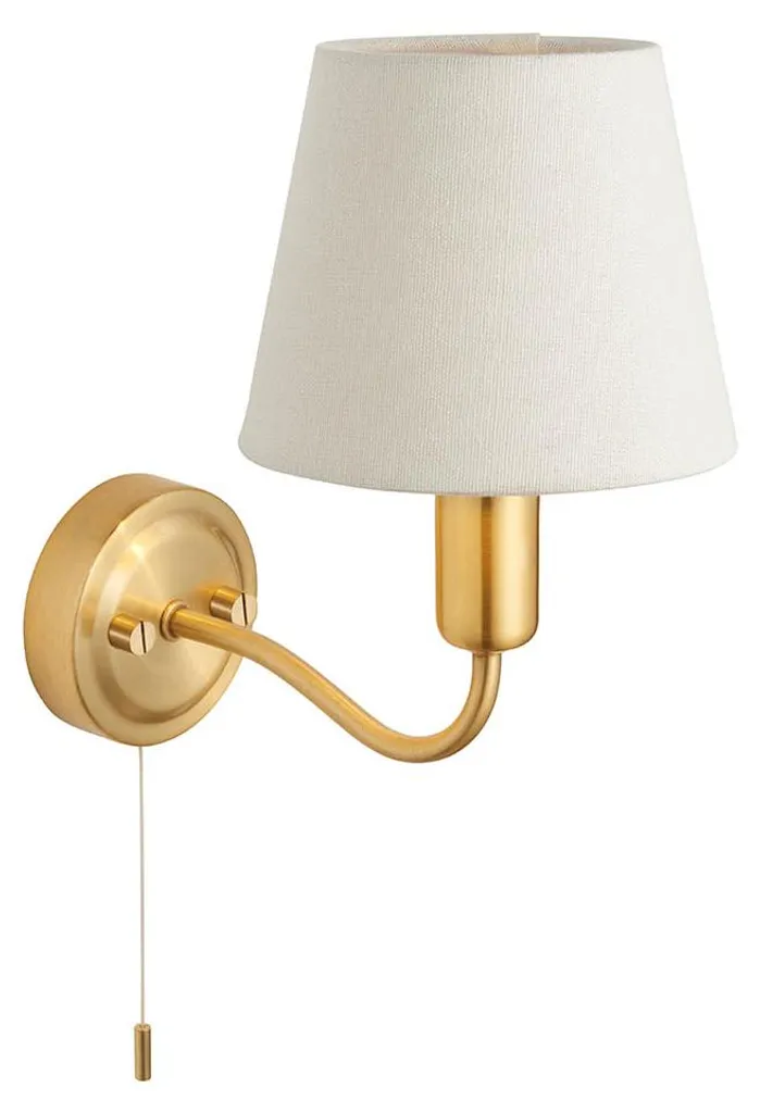 Lampe murale salle de bain laiton satiné CONWAY IP44 avec interrupteur
