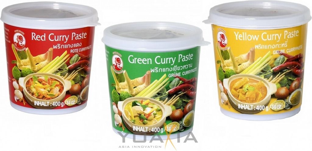 3er-Pack COCK Currypaste (3x 400g) | Rote, Gelbe, Grüne Paste