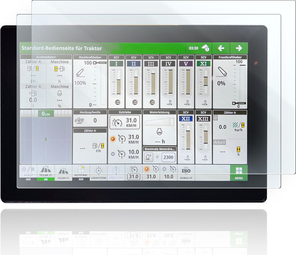 Schutzfolie für Display und Tacho kompatibel mit John Deere CommandCenter G5 Plus