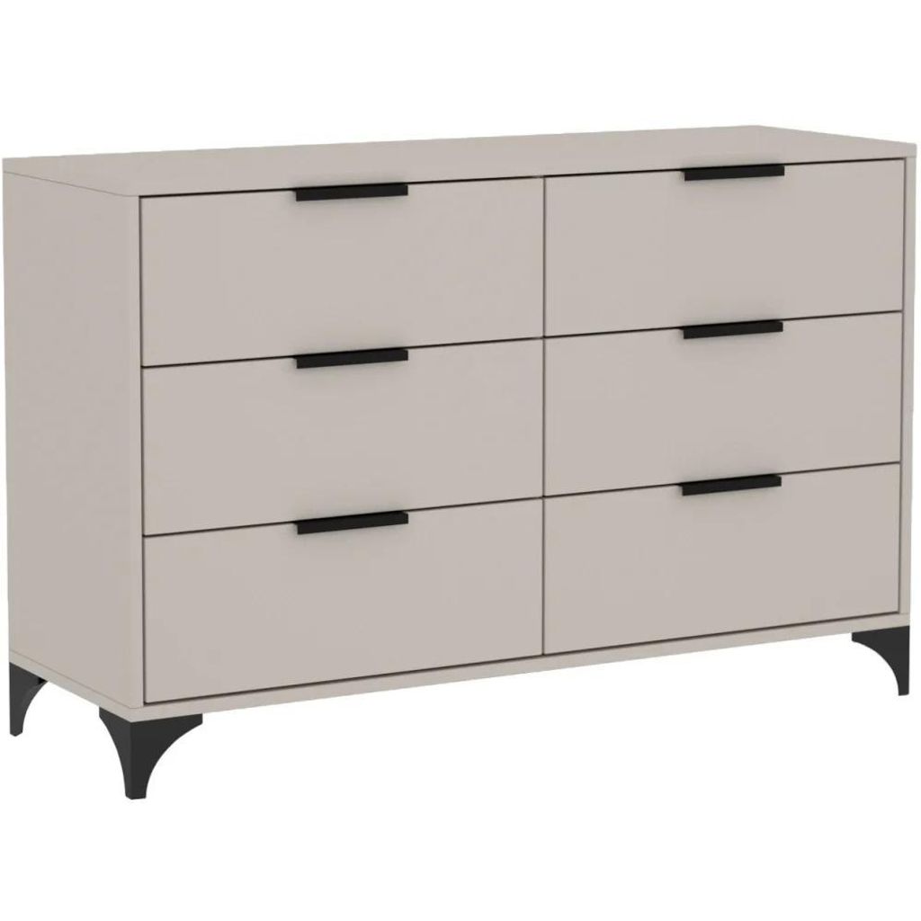 BEAUTYSOFA | Kommode HOME 6S – Sideboard mit 6 Schubladen, Standschrank in Kaschmir, mit Griffen