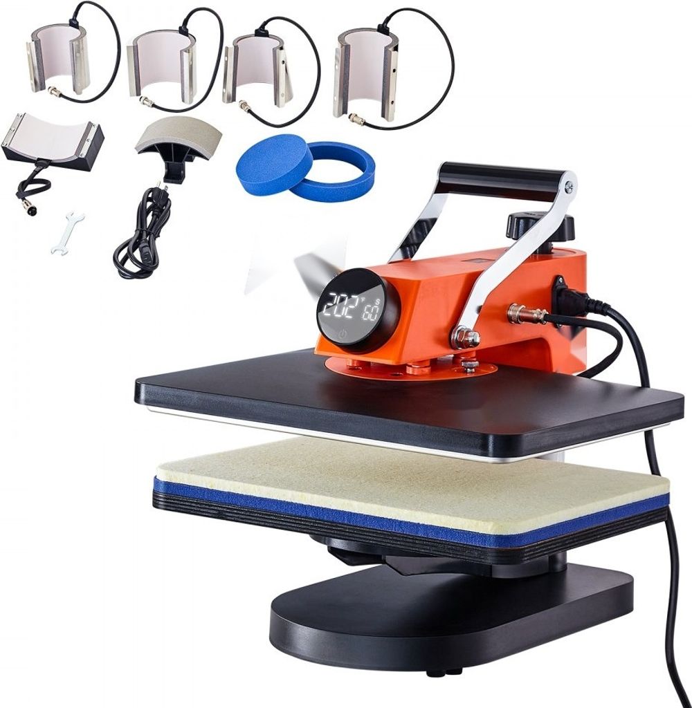 Wärmepressmaschine 12x15 Zoll - 8in1 Sublimationsdruck für T-Shirts - Transferpresse für Textilien - Fotodruckmaschine - DIY Bekleidung