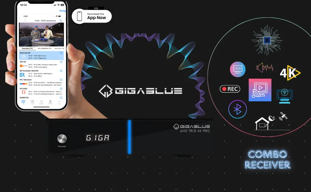 Décodeur Satellite et TNT GigaBlue 4K PRO pour Streaming et TV HD - 21