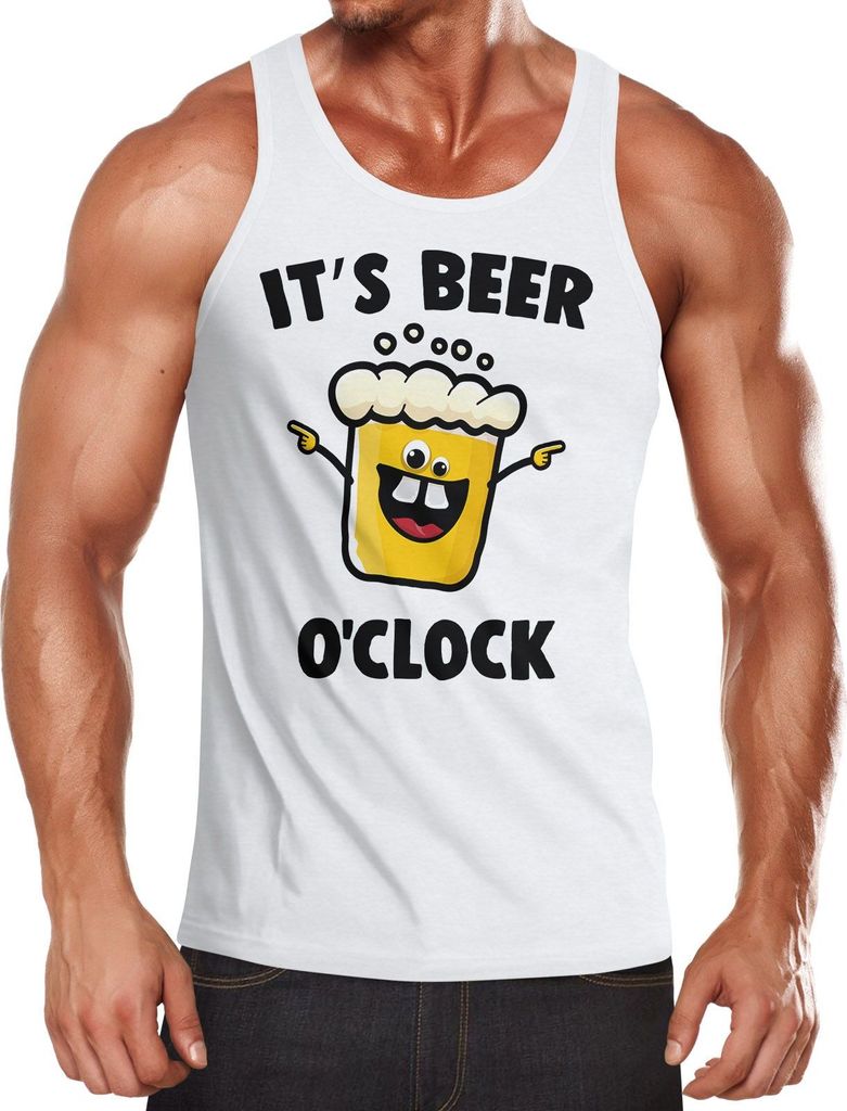 It's Beer a clock - Lustiges Herren Tank-Top Shirt Bier Spruch-Motiv Moonworks weiß S