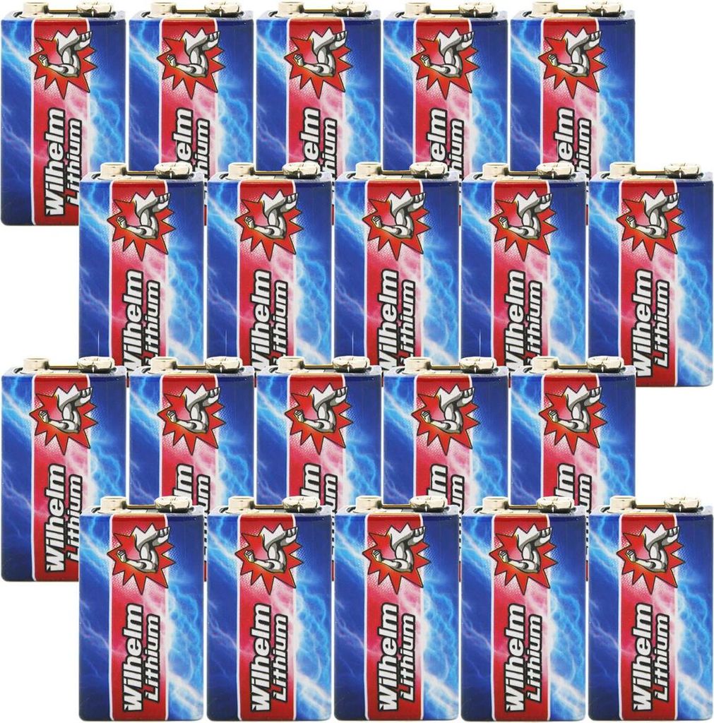 20 x Wilhelm Lithium 9V Block Batterie Rauchmelder 6LR61 9 Volt Batterien
