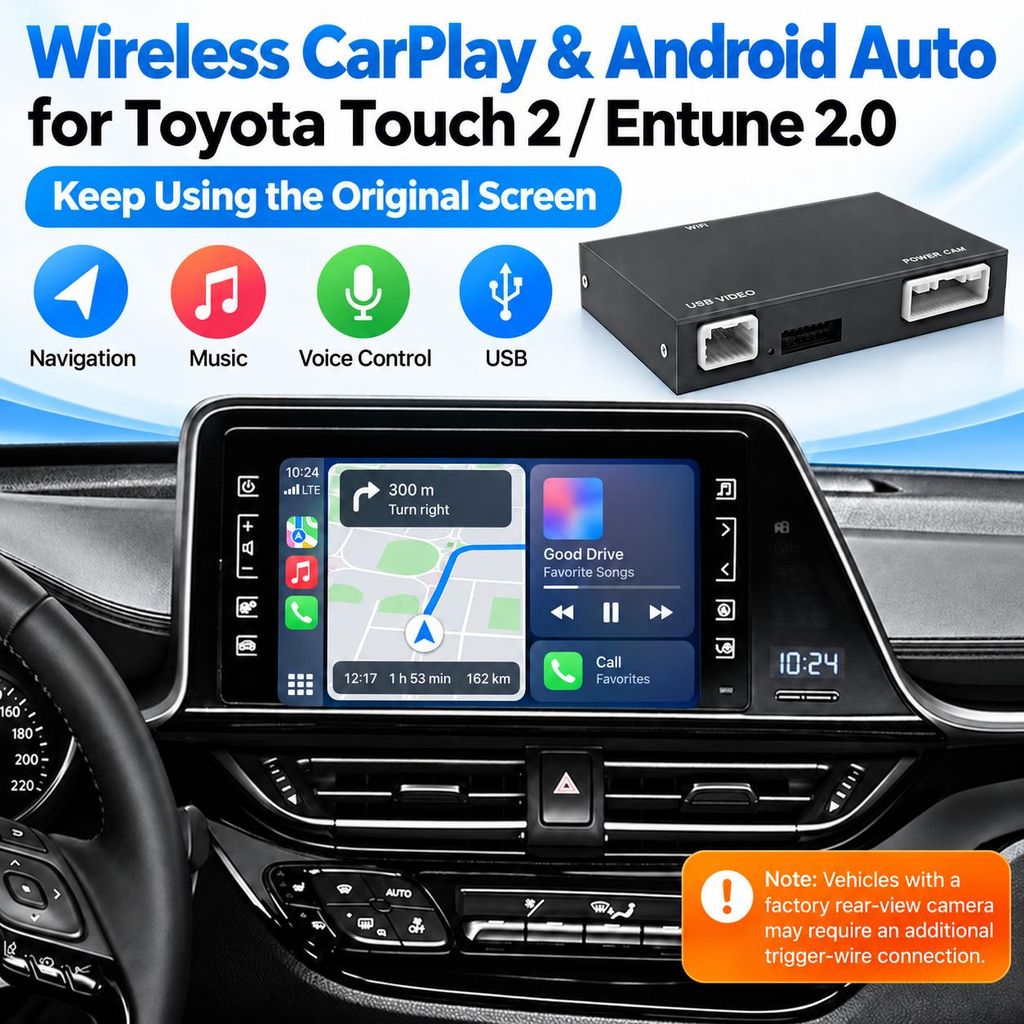 Interfaccia wireless CarPlay e Android Auto per Toyota Immagine del prodotto  Immagine generata dall'IA