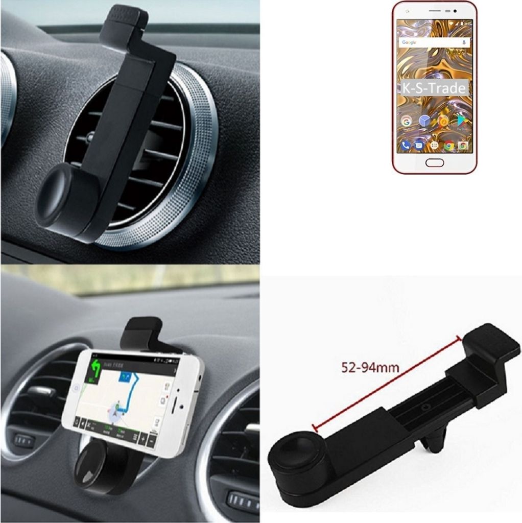 K-S-Trade Lüftungshalterung kompatibel mit BQ Mobile BQ-5012L Rich KFZ-Halterung Autohalterung Handy-halterung Lüftungsgitter Lüftungsschlitze