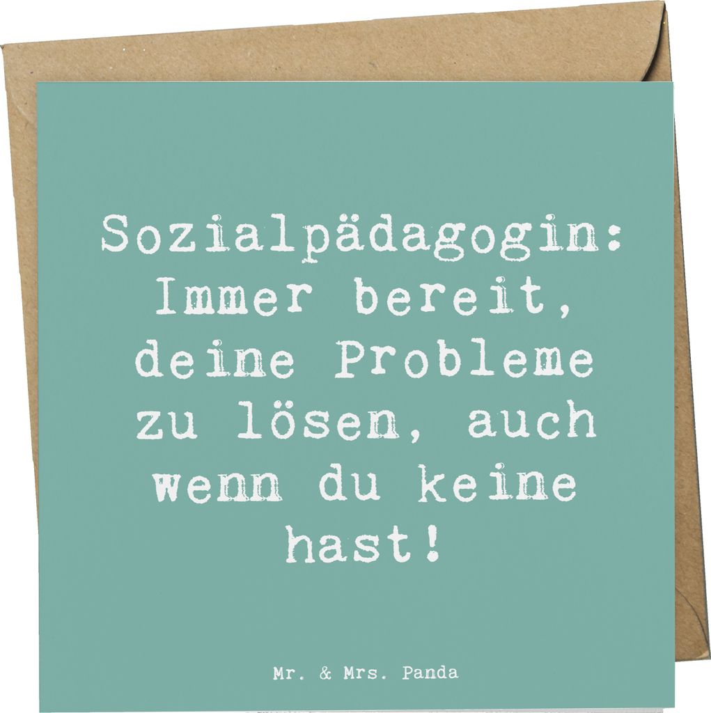 Mr. & Mrs. Panda Grußkarte Spruch Sozialpädagogin Helferherz - Meeresbrise - Geschenk, doppelkarte, soziale Arbeit, Erziehung, anlasskarte, faltk...