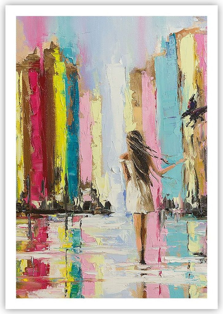 Poster - Poster ohne Rahmen - Mädchen Vogel - 70x100 cm - Wand Bild - Wanddeko - Wandbilder - Kunstposter - Wandposter - Bilder - Kunstdruck - Wan...