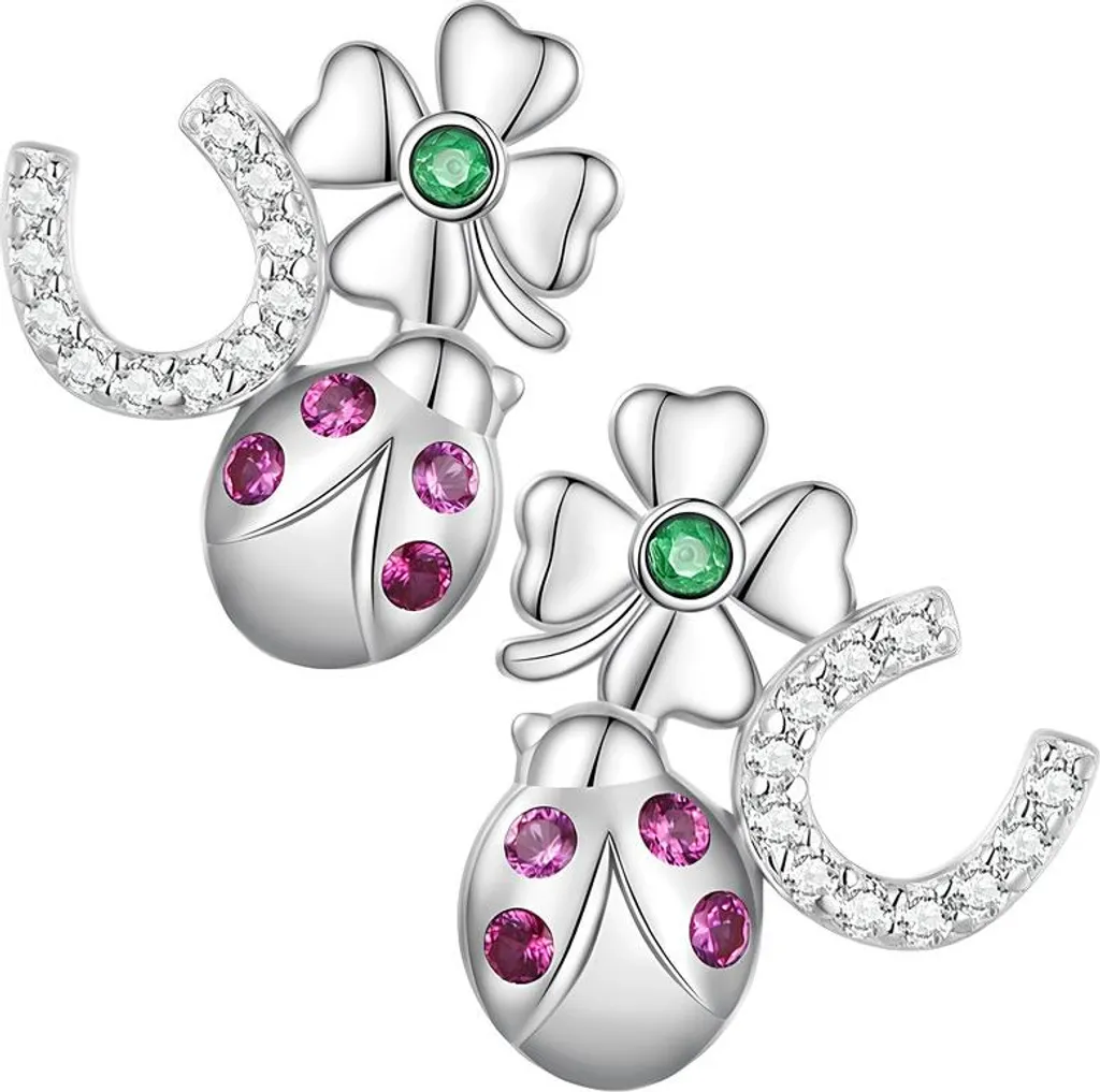 Orecchini in argento con simboli portafortuna, argento 925, orecchini Trusky