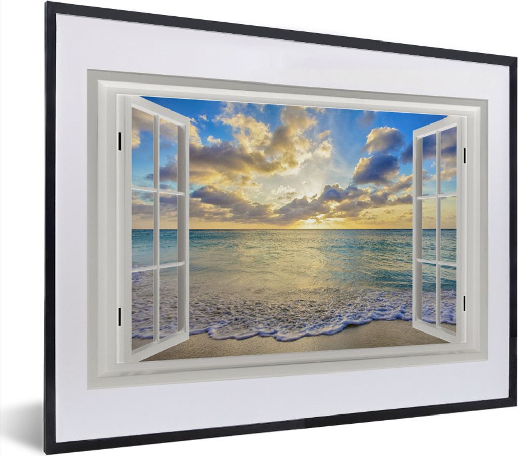 MuchoWow MuchoWow Gerahmtes Poster Aussicht - Wasser - Meer 40x30 cm - Poster mit zchwarzem Bilderrahmen - Bilderrahmen - Poster im Rahmen