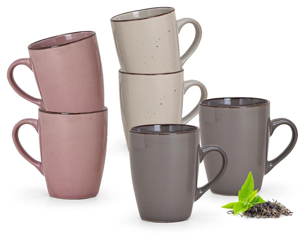 Set di 6 tazze da caffè in gres monocromatico moderno e Immagine del prodotto 