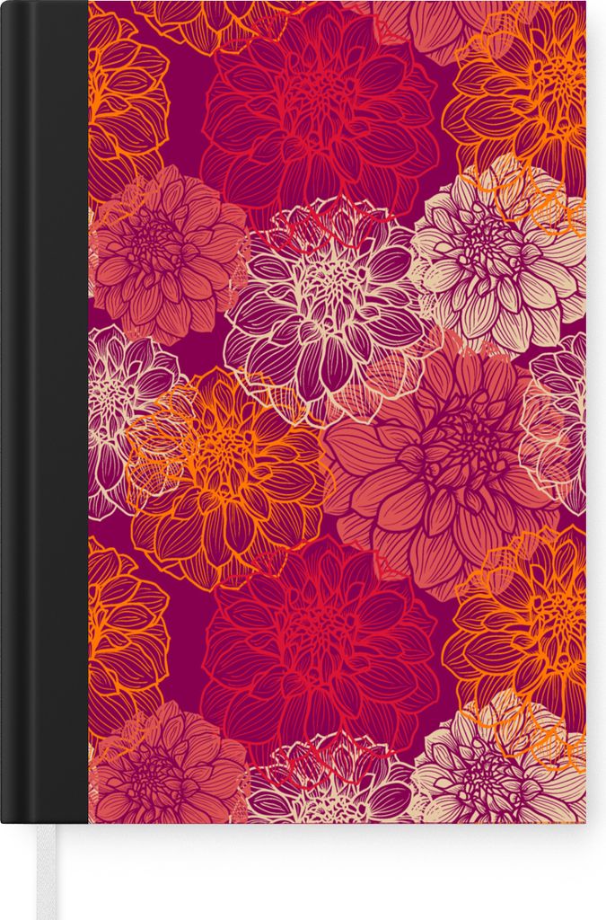 MuchoWow Notizbuch Tagebuch Haushaltsbuch Notebook A5 Blumen - Regenbogen - Dahlie - Muster - Notizblock - Notizheft - Notebook - Schreibblock - ...