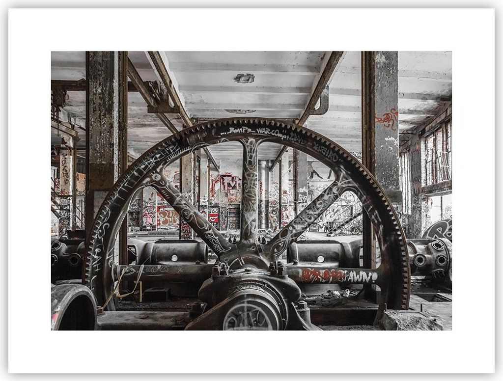 Poster - Poster ohne Rahmen - Maschine Industrie Graffiti - 40x30 cm - Wand Bild - Wanddeko - Wandbilder - Kunstposter - Wandposter - Bilder - Kuns...