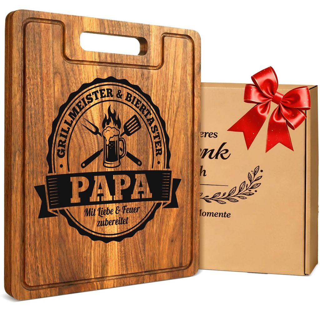 Vatertagsgeschenk für Papa - Graviertes Schneidebrett aus Akazienholz, XXL, 2 cm dick, Geburtstagsgeschenk für Papa, personalisiertes Geburtstags...