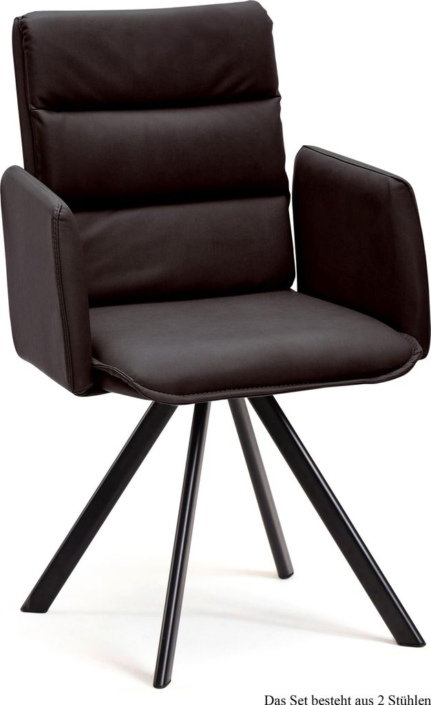 Armlehnstuhl drehbar (2er-Set) Devin 52x92x60 Schwarz/Espresso