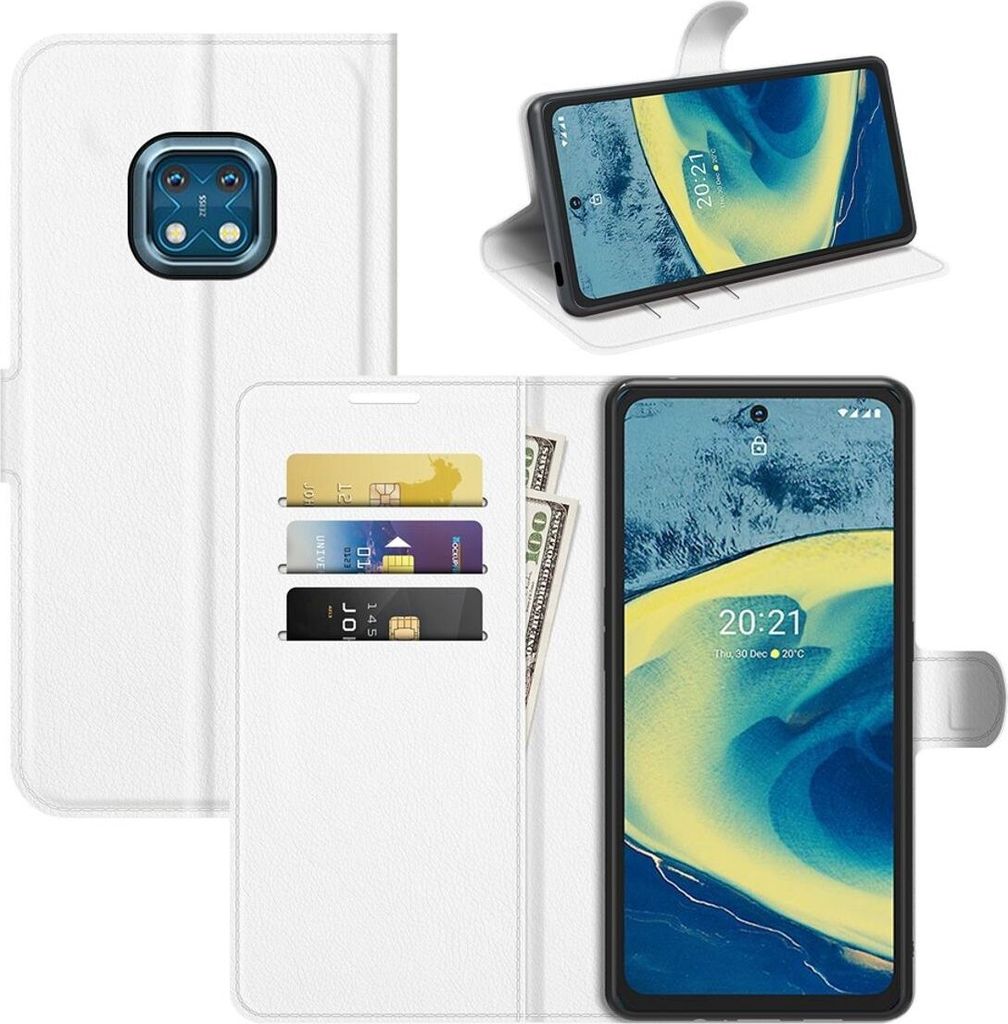 König Design Hülle kompatibel mit Nokia XR20 Kunstleder Handyhülle - Handy Case Weiß