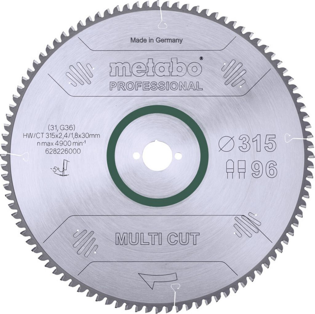 Metabo Kreissägeblatt HW/CT 315x30 96 FZ/TZ 5° Sägeblatt Immagine del prodotto 