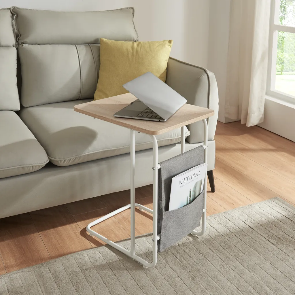 Petite table d'ordinateur Dyrøy 56x48 cm structure robuste blanc chêne
