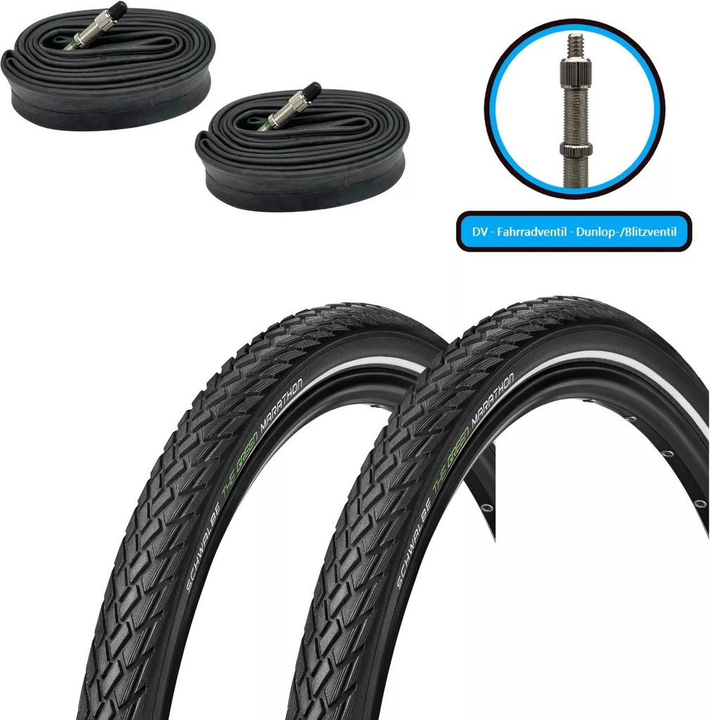 2xSchwalbe Green Marathon SET 28x1,50 Zoll 40-622 700x38c inkl. 2x DV Schlauch