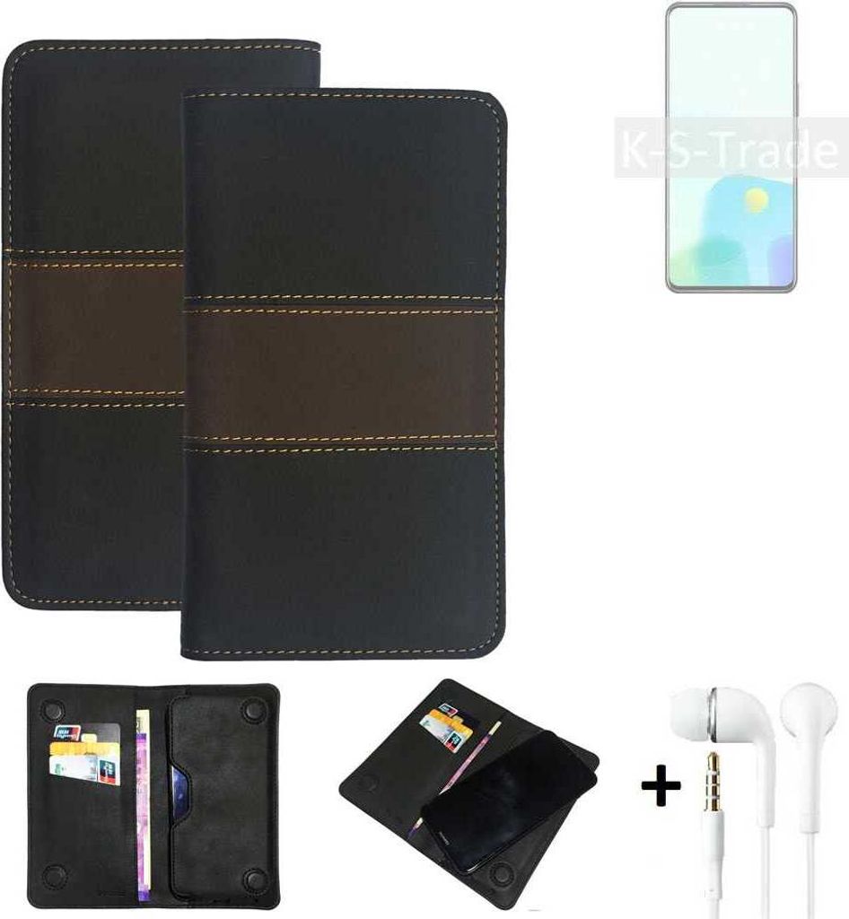 K-S-Trade Handyhülle + Kopfhörer kompatibel mit ZTE Axon 30S Schutzhülle Walletcase Bookstyle Tasche Schutz Case Hülle Wallet Cover Kunstleder