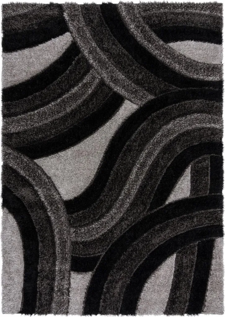 Tapis Velours Sculpté Indulgence Velvet Carved Gris et Noir 80x150cm