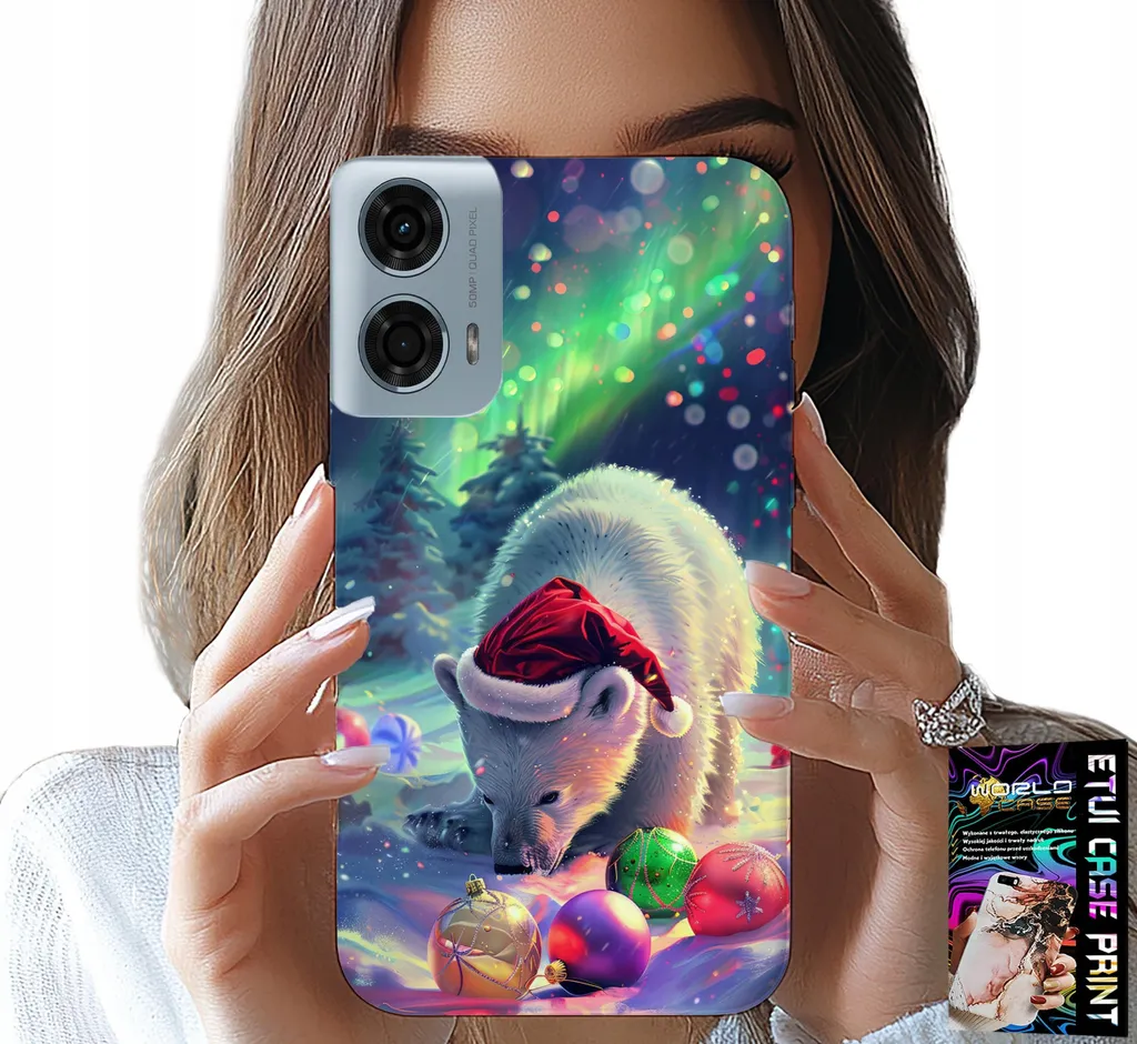 Custodia Motorola Moto G35 Natale Orso Bombshell + Pellicola Protettiva