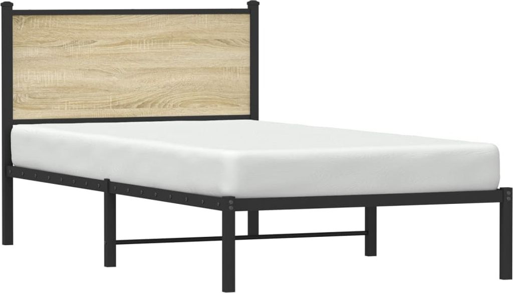 vidaXL Metallbett ohne Matratze Sonoma-Eiche 107x203 cm