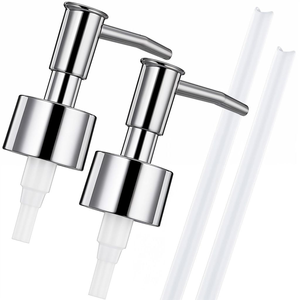 2-teiliger Ersatzpumpenkopf für Seifenspender, Kunststoff-Pumpenaufsatz für Seifenspender in Küche und Bad (silber)