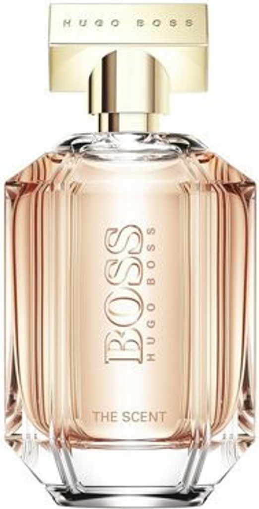 A product shot of a Hugo Boss perfume bottle.