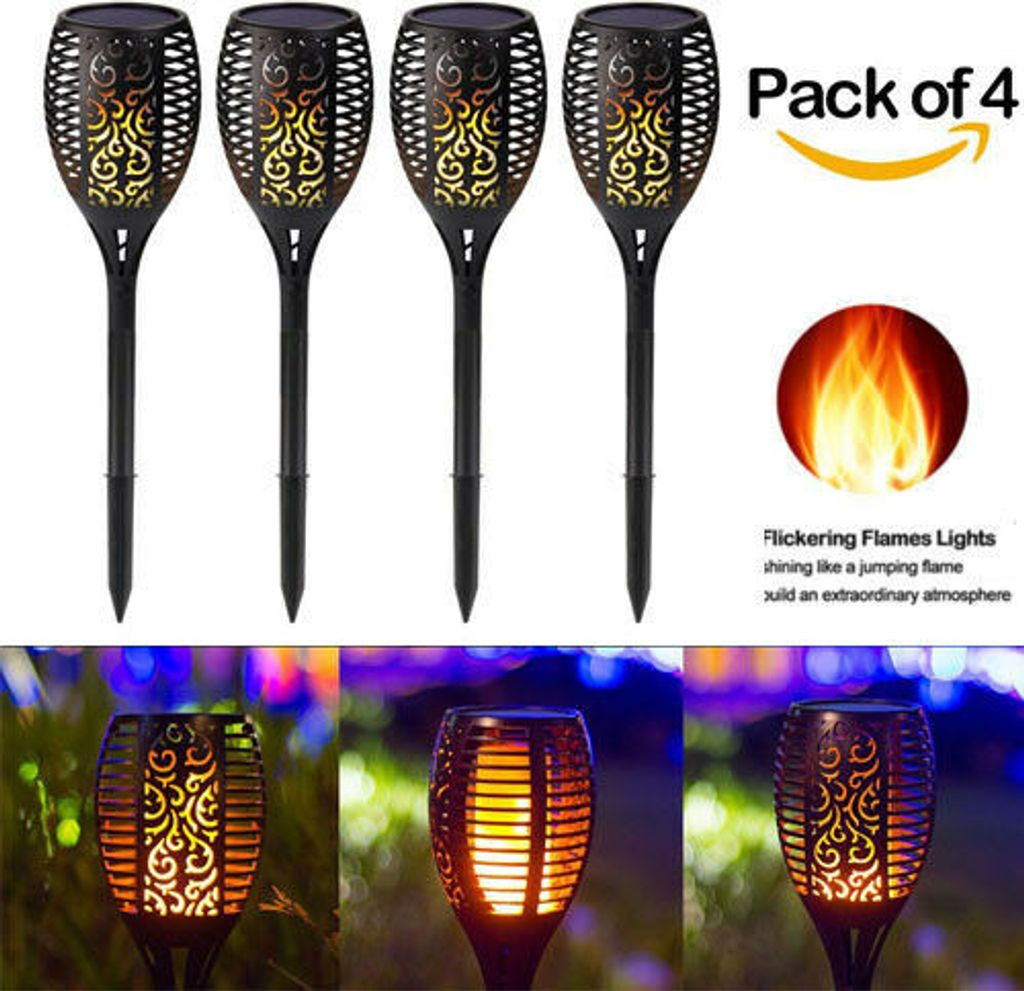 4 pièces Lampes solaires d'extérieur Flamme de jardin IP65 Image du produit 