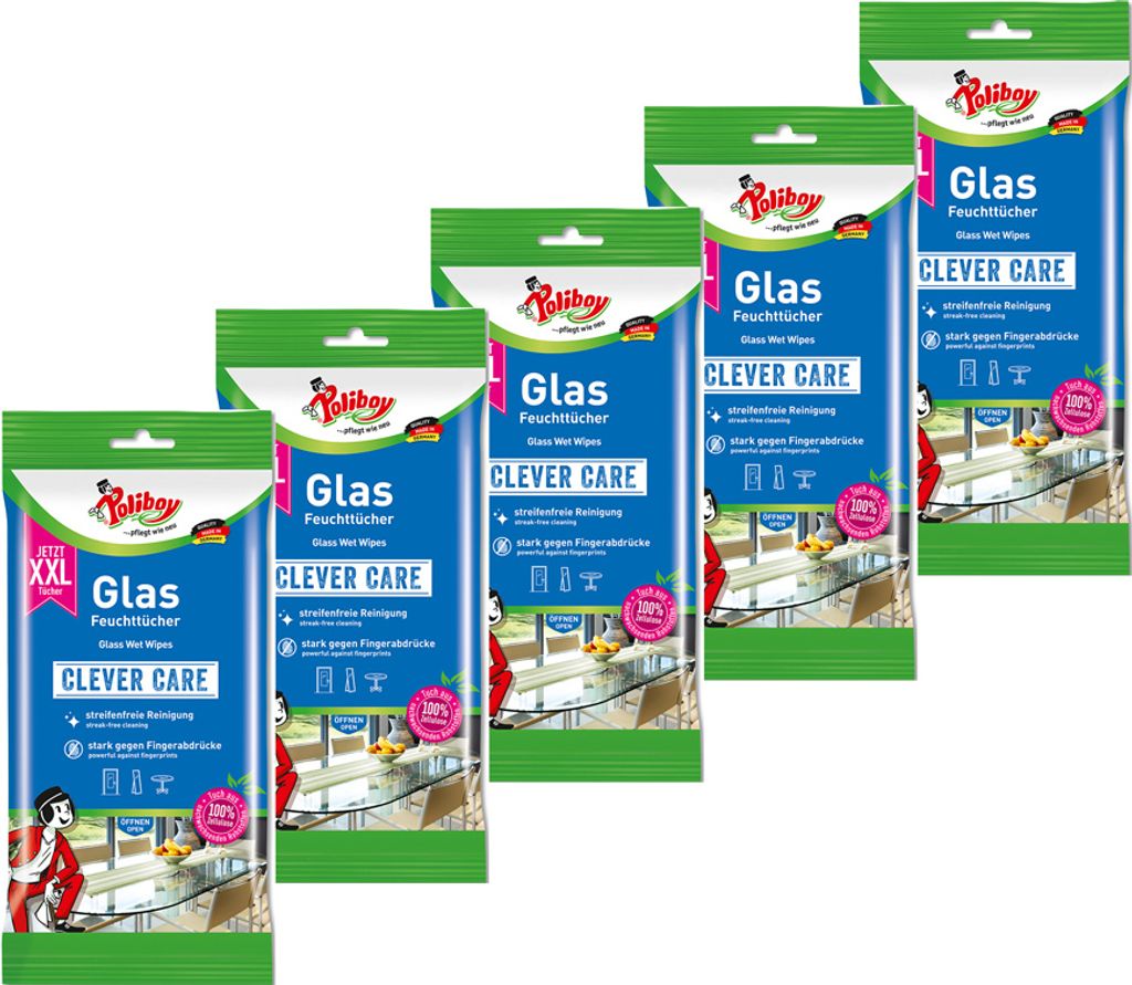 Poliboy Glas Reinigungstücher 5er Set - 120 Stück, Inhalt Produktbild 