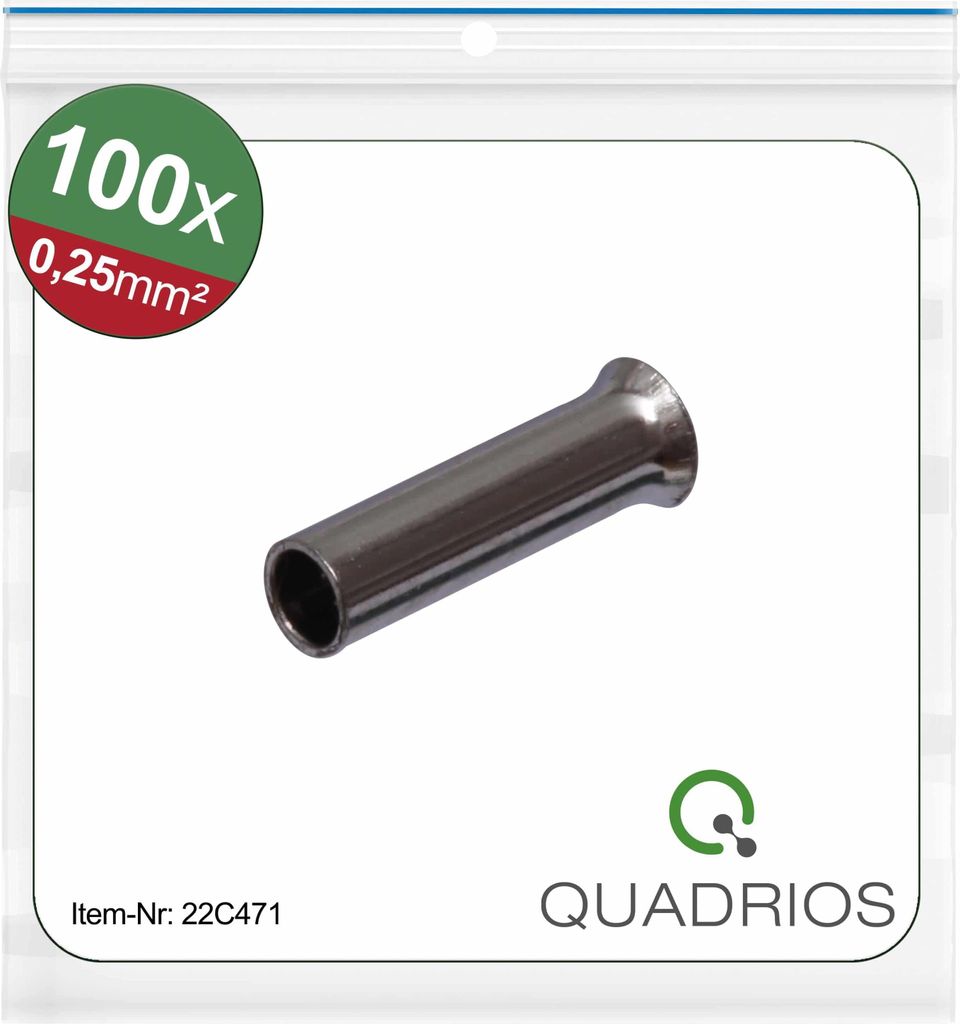 QUADRIOS Aderendhülse 22C471, 0,25 mm², Unisoliert, 100 Stück
