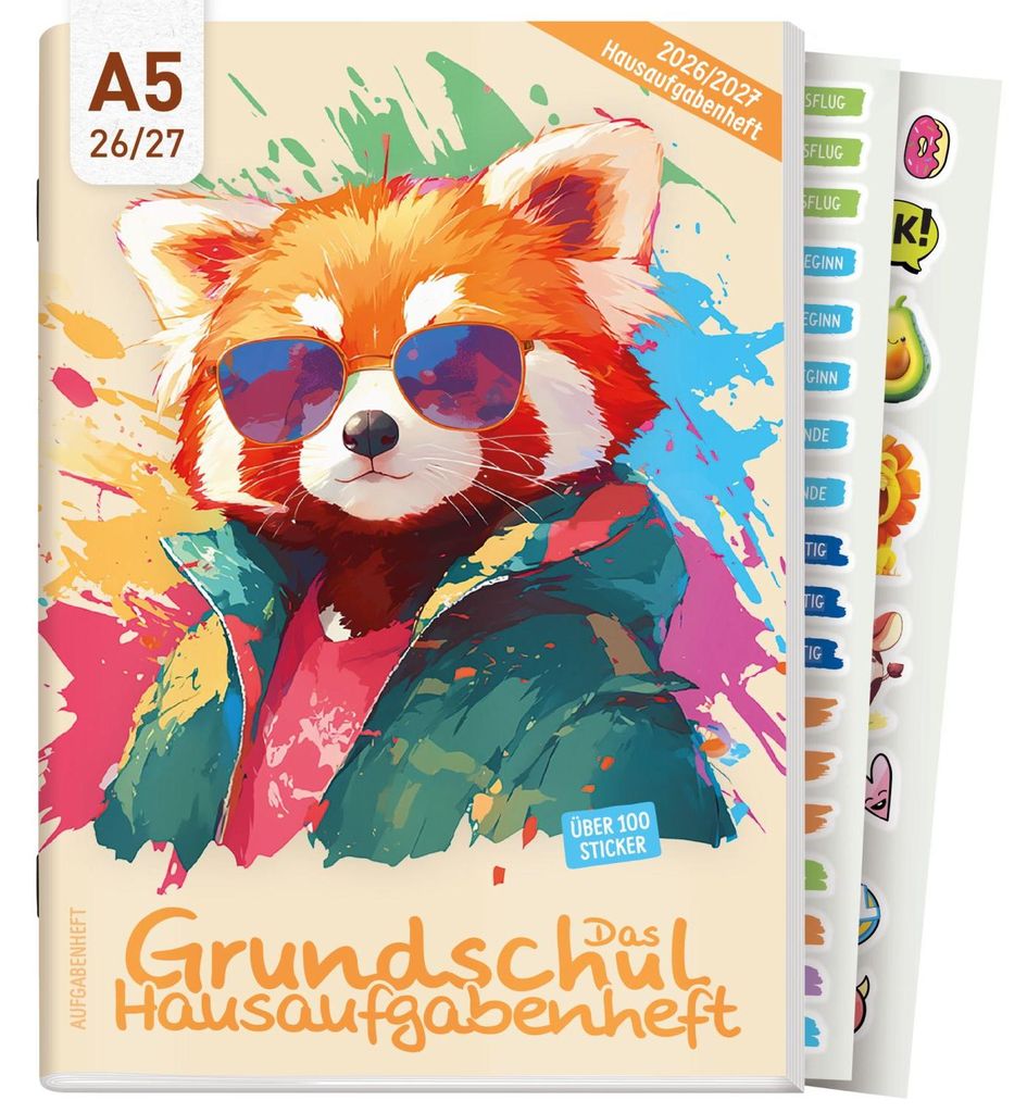 Das Grundschul-Hausaufgabenheft 2026/2027 / A5 / Cool Panda / Häfft-Verlag