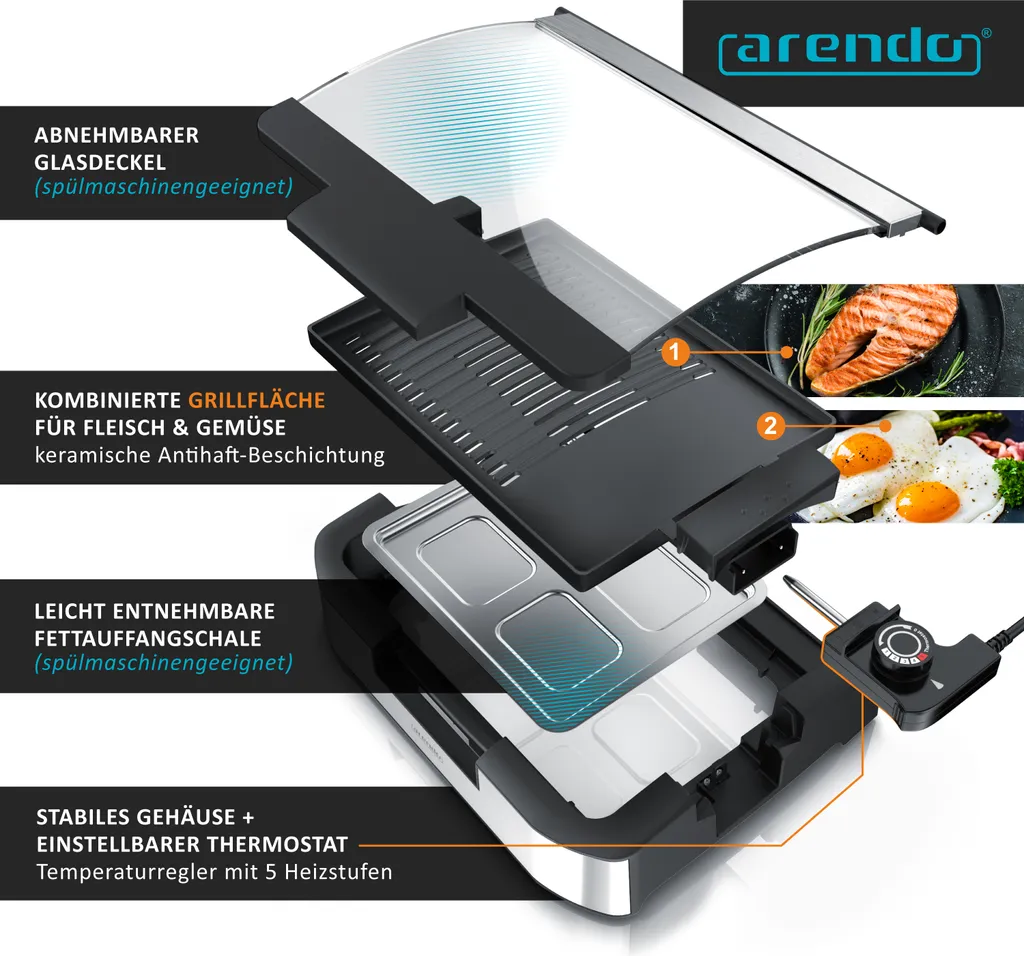 Barbecue Électrique de Table avec Couvercle pour Cuisson Intérieur et Extérieur - 4