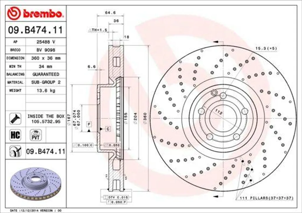 Disque de frein Brembo 09.B474.11 : fini les vibrations sur votre SL