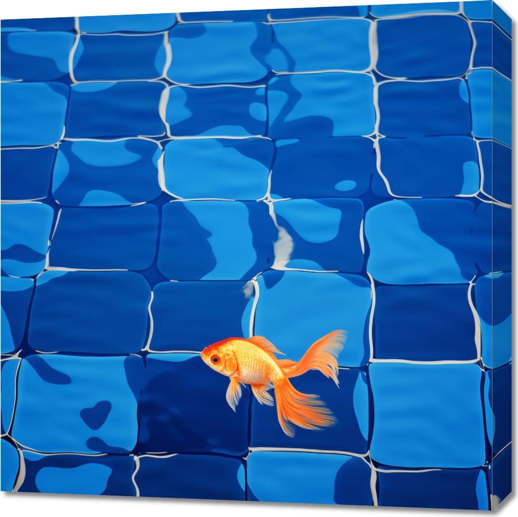 Bild 70x70cm Goldene Einsamkeit im Fischleder