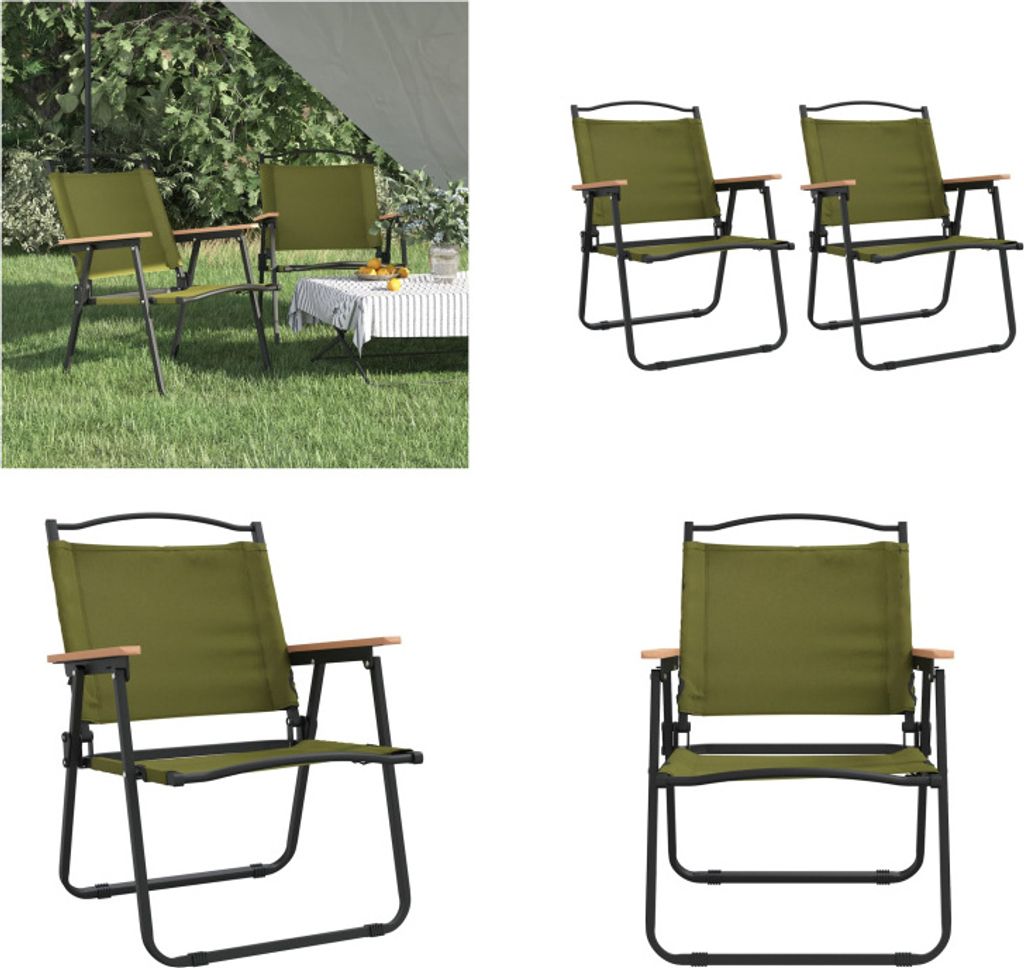 vidaXL Campingstühle 2 Stk. Grün 54x55x78 cm Oxford Gewebe - Campingstuhl - Campingstühle - Strandstuhl - Picknickstuhl