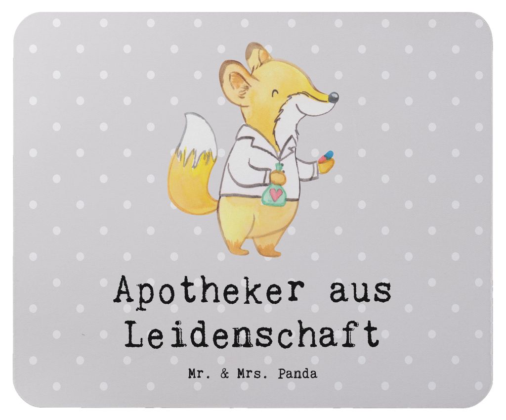 Mr. & Mrs. Panda Mouse Pad Apotheker Leidenschaft - Grau Pastell - Geschenk, mauspad laptop, mousematte, Spruch, Mousepad, Approbation, mausteppich...